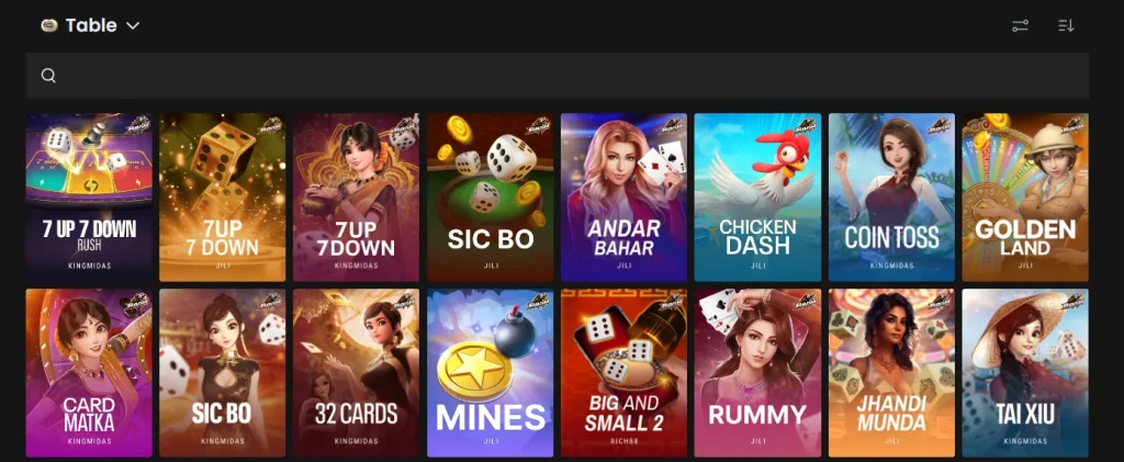 Live Casino tables